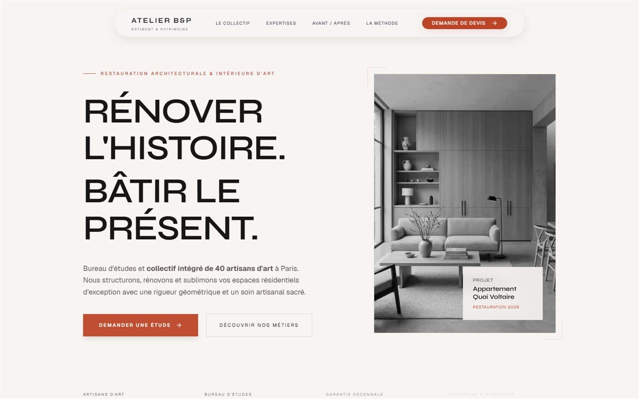 Aperçu du site Atelier B&P réalisé par Popsite